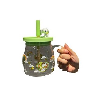 Snoopy Милая стеклянная чашка большой емкости с ручкой, соломенная портативная термостойкая Бытовая офисная чашка для воды для студенток
