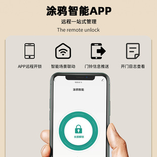 Multi-language graffiti smart WIFI waterproof broken bridge aluminum fingerprint lock visual cat's eye remote unlock indoor can be reversed