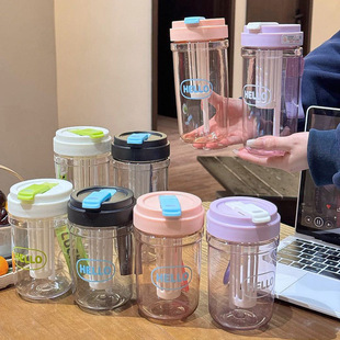 New high color value sippy cup high temperature resistant water cup girls students portable tea separation plastic cup coffee cup