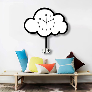 Cartoon Mute Sheep Swing Clock Home Living Room Children's Room Wall Clock Home Decorative Painting Now Simple Watch Decoration