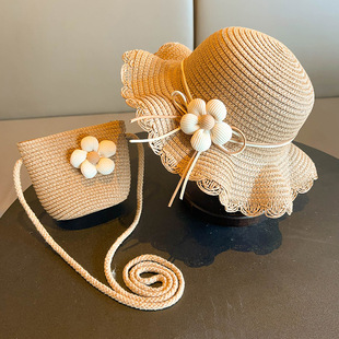 Summer Girls Sunshade Straw Hat Women's Treasure Fisherman Hat Little Girls Summer Princess Beach Sunscreen Big Brim Hat Summer