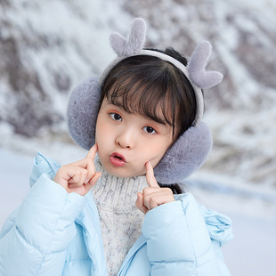 Cute Kitten Earmuffs Children's Winter Warm Fleece-Lined Foldable Imitation Rabbit Hair Thickened Ear Warming Earmuffs for Boys and Girls