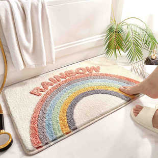 Small Fresh Bathroom Floor Mat Amazon Cross-border Imitation Cashmere Dirty Resistant Foot Mat Household Toilet Water Absorbent Non-slip Floor Mat