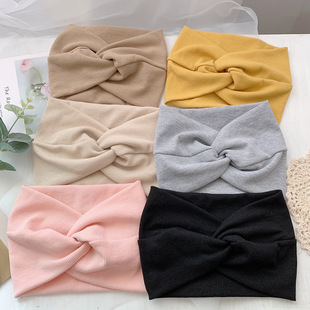 Cross knitted hair band Internet celebrity same style wide-brimmed hair band Sweet face washing sports hair band confinement hair band Female