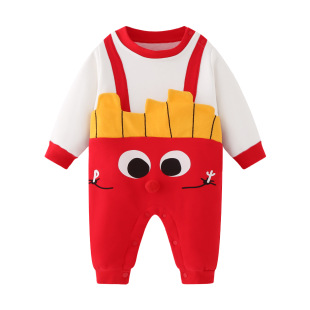 Cross-border baby jumpsuit romper for boys and girls fleece-lined newborn clothes autumn and winter baby clothes one-piece delivery