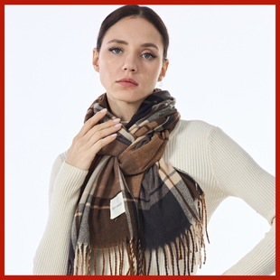 Winter Korean Style Plaid Scarf Women's British Style Cashmere Imitation All-match Scarf Student Warm Extended Thickened Shawl