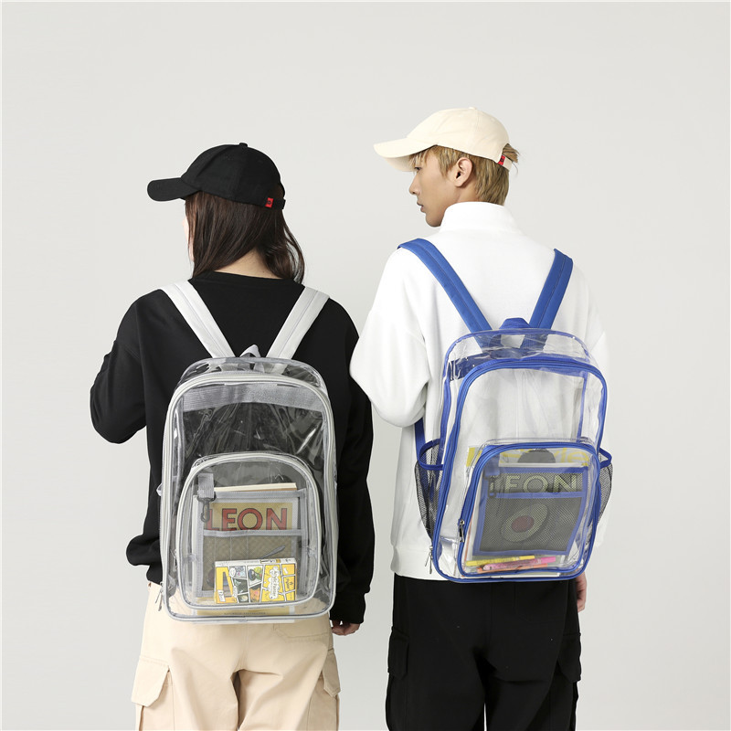 Spot Amazon Cross border Supply Transparent Backpack PVC Backpack PVC Schoolbag High Capacity Student Schoolbag