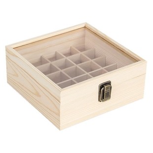 Transparent glass lid 25-compartment wooden essential oil box Dotteri essential oil display box removable bezel essential oil storage box