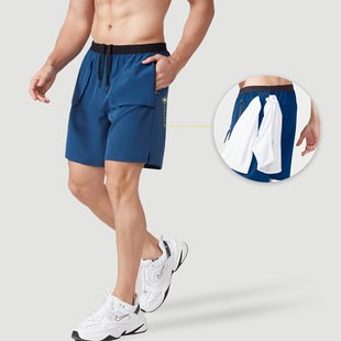 Processing custom men's quick-drying running shorts outdoor fitness shorts zipper pocket sports pants fitness