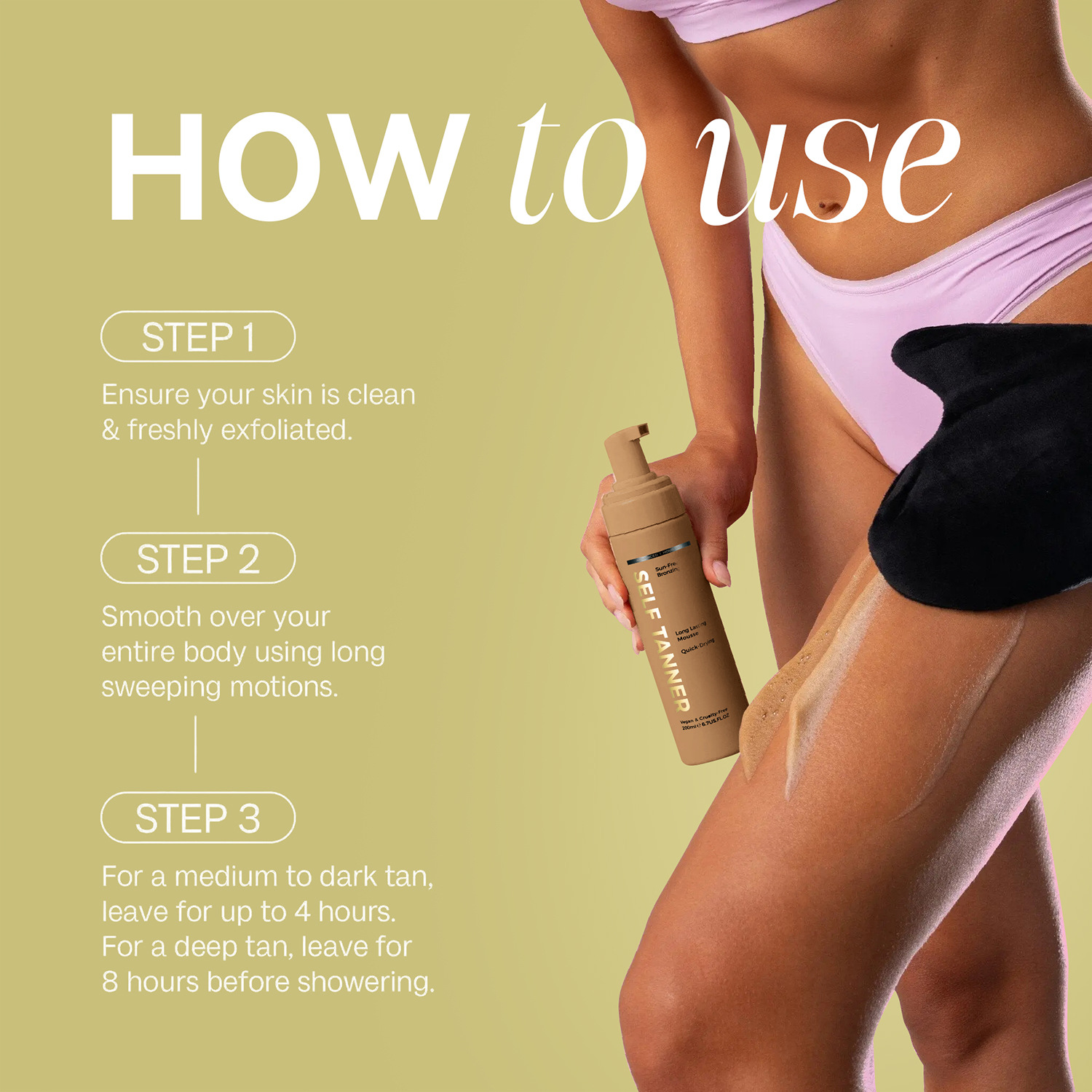 Cross-border Amazon Tanning Mousse, Sun-free, Waterproof, Sweat-proof Body Moisturizing, Bronze Wheat Color, In Stock