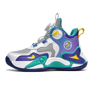 Children's Basketball Shoes 6-12 Men's Shoes 2024 New Autumn Children's Leather Noodles for Middle and Big Children Students sneaker