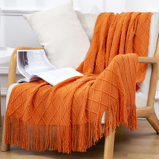 Summer Air-conditioning Blanket Knitted Blanket Houndstooth Tassel Sofa Blanket Small Blanket Bed End American Wool Nap Blanket