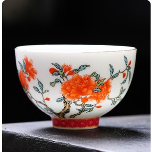 Dehua mutton jade tea cup gift box 12 flower god kung fu tea master cup high-grade cultural and creative ceramic tea cup gift