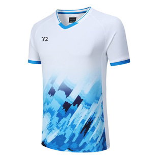 New Badminton Suit Men's and Women's Short-sleeved Quick-drying Breathable Tennis Suit Children's Student Competition Training Clothes Summer 075