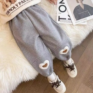 Children's new sports pants baby girl thin loose pants fashion spring and autumn double love ankle-tied sweatpants