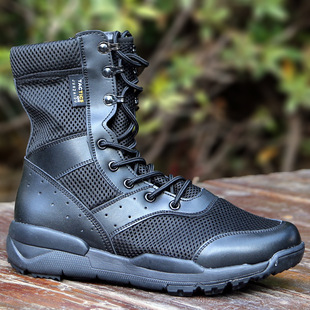Side zipper cqb American military fan combat boots special forces ultra-light training breathable outdoor hiking men's boots spring and summer