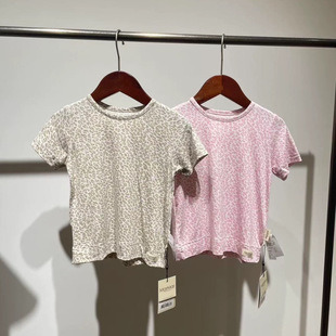 2025 Spring and Summer New Mar Mody Cotton Super Comfortable High-end Morandi Boys and Girls Leopard Print Short Sleeve T-Shirt NY