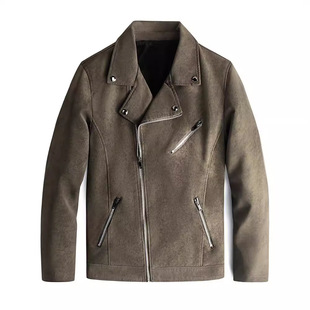 Winter Men's New Arrival fleece-lined Thickened Leather Jacket Korean Style Slim-fit Dress Collar Handsome Locomotive Warm Jacket