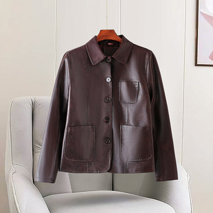 2025 New Live Explosions Elegant Imitation Leather Short Coat Korean Black Slim-fit Long-sleeved Women's Top Leather Coat