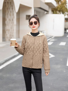 Short Cotton Coat Women's Autumn and Winter New Hooded Cotton Coat All-match Fashionable Lightweight Fashionable Warm Cotton Coat Women's Coat