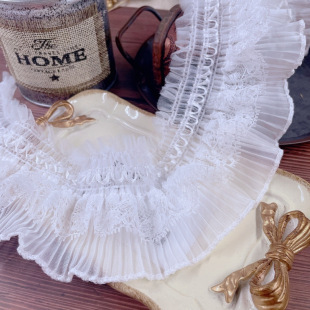 [Delicate Pleats] 8.5cm Wide Double-Layer Stretch Pleated Ruffle Chiffon Lace Lolita Dress