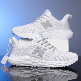 New popcorn sole casual sports light running shoes fly woven mesh breathable comfortable shock absorption n-shaped shoes wholesale