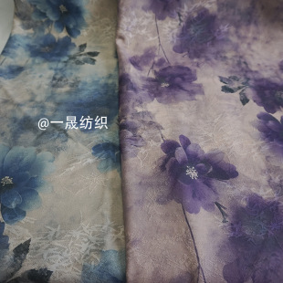Yellow Bottom Bamboo Cashmere Bamboo Jacquard Big Flower Printed Fabric Composite Super Soft Winter fleece-lined Thickened Cheongsam Fabric