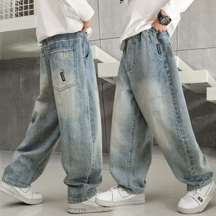 Boys' Jeans Spring and Autumn Big Boy's Spring Pants Trendy 2025 New Children's Spring Loose Casual Trousers
