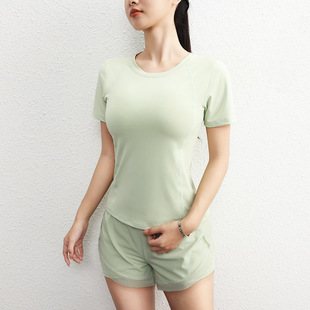 Yoga Clothing 2024 Summer New Style Running Sports Short-sleeved Women's Thin Quick-drying Short-sleeved Top Loose Yoga Suit