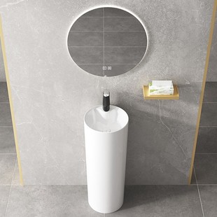 Cylindrical Floor-standing Pillar Basin Outdoor Courtyard Washbasin Ceramic Integrated Washbasin Pillar Washbasin