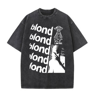 Washed Vintage Frank T-Shirt Golden Hip Hop T-Shirt Rap Ocean T-Shirt Men Fashion T-Shirt Short Sleeve Men Cool