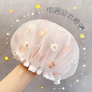 Double Layer Shower Cap Women's Waterproof Bath Household Children's Shower Shower Cap Kitchen Special Oil-proof Smoke Hair Cover Headgear Cap