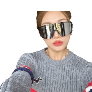 Vintage Frosted Black Mercury Oversize Frame Outdoor Cycling Climbing Skiing Windproof Eye Protection Sunglasses Slimming Sunglasses
