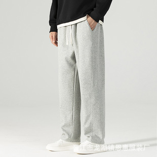 2024 Trousers Autumn and Winter Trendy Loose Solid Color Men's Casual Pants Sports Pants Fashion Autumn Trousers Ins Hong Kong Style