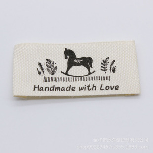 handmade Ben White Cotton Printing Label Cotton Belt Collar Label Cute Cartoon Handmade Toy DIY Decorative Label