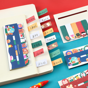 Student ins cute index stickers cartoon N times sticky note book Christmas queue post-it note stationery