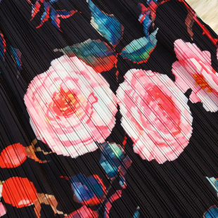 Miyake pleated 2024 summer new fashion flower print skirt elastic waist all-match thin tassel skirt women