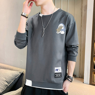 National Trendy Sweat Men's Round Neck Casual Sports 2024 New Trendy Brand Spring and Autumn Top Men's Trendy All-match Long Sleeve