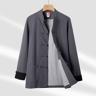 Chinese tunic autumn coat cotton and linen classic Chinese men's double-layer jacket men's top buckle national style Tang suit