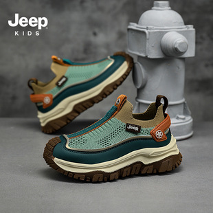 Jeep Boys' Shoes 2025 Spring & Fall New Hiking Shoes Versatile One-Leg Kidsren's Shoes Non-Slip Soft Sole Light Running Shoes Trendy