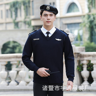 Security work clothes men's and women's sweater long sleeve winter new property sales office Image Post concierge clothing clothing