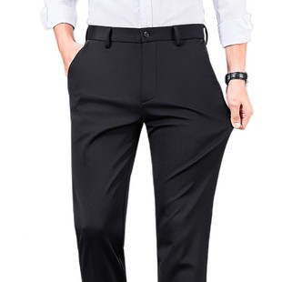 Men's Business Casual Pants Fall/Winter Dagging Black Pants 2024 New Dress Pants fleece-lined Dress Pants Warm