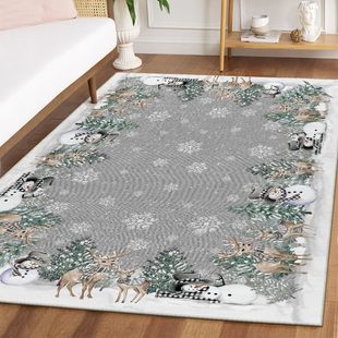 Cross-border Christmas Floral Living Room Crystal Velvet Carpet Sofa Coffee Table Blanket Bedroom Bedside Mat Kitchen Non-slip Game Mat