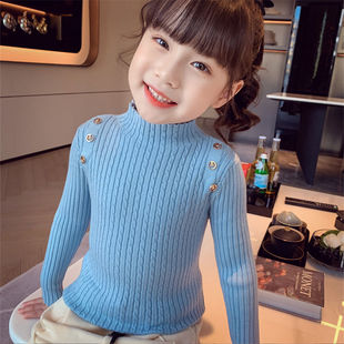 Girls' Sweater Autumn 2021 New Korean Style Children's Western Style Pullover Twist High Collar Sweater Base-Layer Sweater Western Style