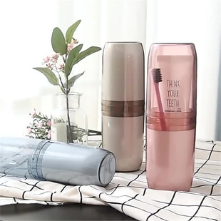 High-value Transparent Gargle Cup Toothbrush Cup Dual-use Portable Travel Double-section suit Gargle Cup Storage