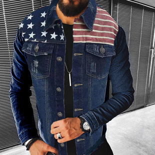 2517 * Foreign Trade men's clothing European and American men's jacket lapel autumn and winter dark wind Denim coat