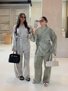 Lace-up Loose Long Sleeve Pants suit Europe and the United States Cross-border 2025 Spring New Casual Style V-Neck suit