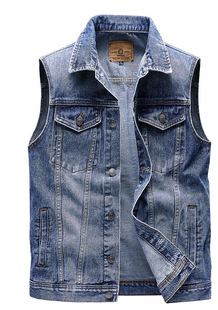 Spring and Autumn Denim vest men's vest coat Korean style trendy handsome versatile youth multi-pocket lapel workwear waistcoat