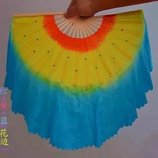 Direct sales free shipping lace dance fan double-sided three-color gradient dancing fan square fan Yangko fan props