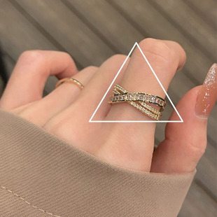 Корейская версия Dongdaemun Fashion Network Red Cross Ring Женское инкрустированное бриллиантовое металлическое регулируемое кольцо якорных украшений